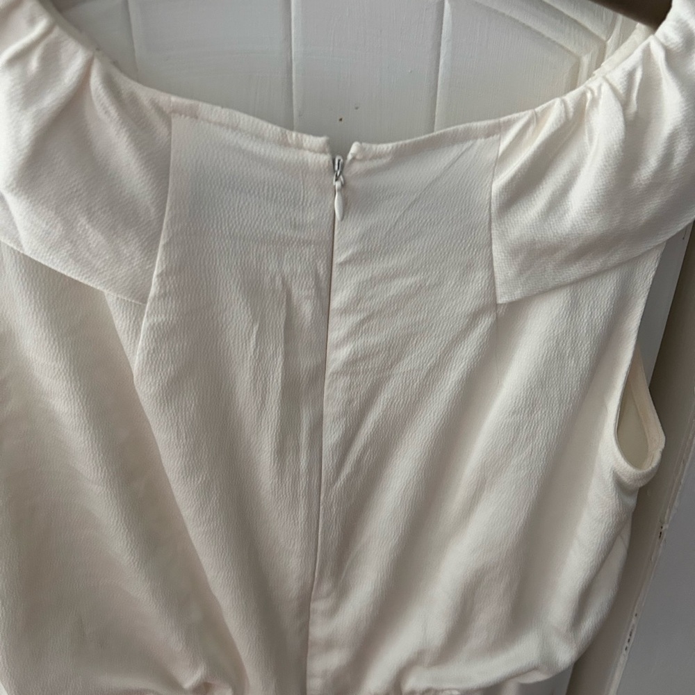 EUC LOFT White Dress w/Gem Accents, Lined and Sleeveless, Perfect Gemstones!!! - Picture 9 of 15